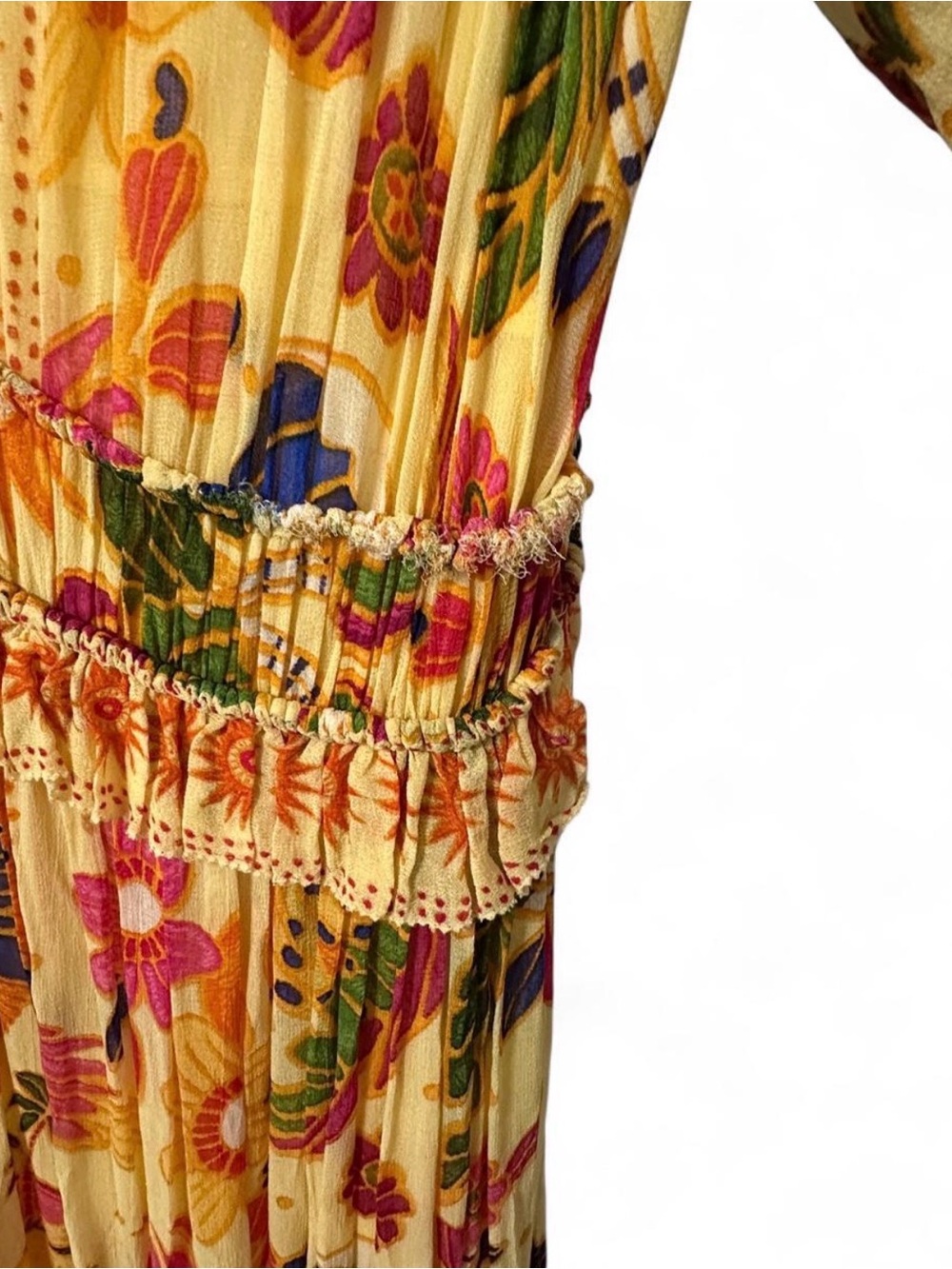 FARM RIO Tropical Print V-Neck Maxi Dress in Yellow - Picture 11 of 12